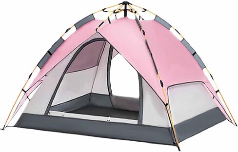 Pop Up Tent, Pink, 3-4 Person, Camping & Hiking, Portable, Easy Setup, Oxford Cloth, Fiberglass Poles, 2 Doors, 4 Windows, 70.8" W x 55.1" H in Saudi Arabia