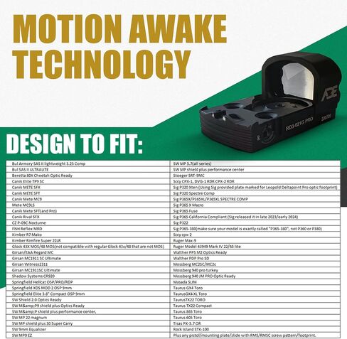ADE RD3-021-PRO NUWA-PRO Motion Awake Green Reticle Dot Sight for Springfield Hellcat OSP/PRO, Sig P365XL Spectre Comp, Canik TP9 Elite SC/Mete MC9, SW Shield X, CSX E-Series in Saudi Arabia