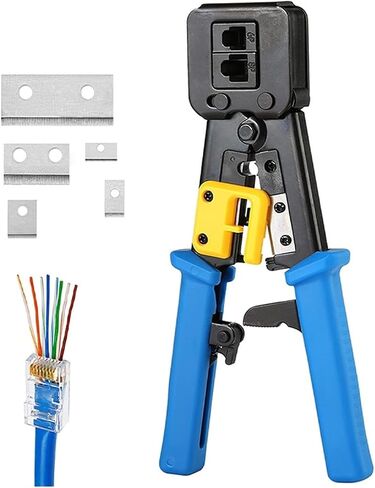 أداة تجعيد RJ45 CAT6 من خلال شبكة إيثرنت مباشرة لمقطوعات أسلاك الشبكة التقليدية RJ45/RJ12 (أزرق) in Saudi Arabia