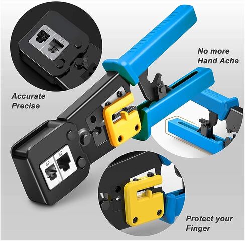 أداة تجعيد RJ45 CAT6 من خلال شبكة إيثرنت مباشرة لمقطوعات أسلاك الشبكة التقليدية RJ45/RJ12 (أزرق) in Saudi Arabia