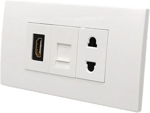 HDMI 2.0 RJ45 Ethernet CAT6 Gigabit Network Card Connector Wall Mount Panel 2-pin 10A Power Socket in Saudi Arabia