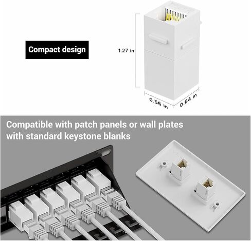 12PCS RJ45 CAT6 Coupler Female to Female Plug-in Coupler, UTP CAT6(White 12PCS) in Saudi Arabia