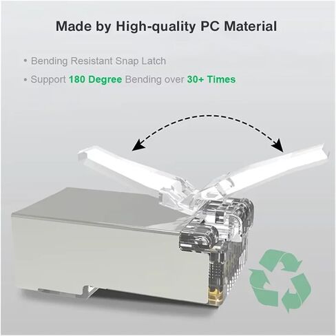 CAT6 RJ45 Connector Network Cable Modular Plug Crimp Shielded Gold-Plated 1.1mm Female Connector for Ethernet Cable(30PCS) in Saudi Arabia