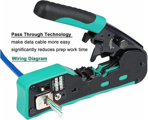 أداة العقص RJ45 Cat5e Cat6 Cat6a Cat7 أداة العقص لموصلات RJ11/RJ12 القياسية وموصلات RJ45 المستقيمة (أصفر) in Saudi Arabia
