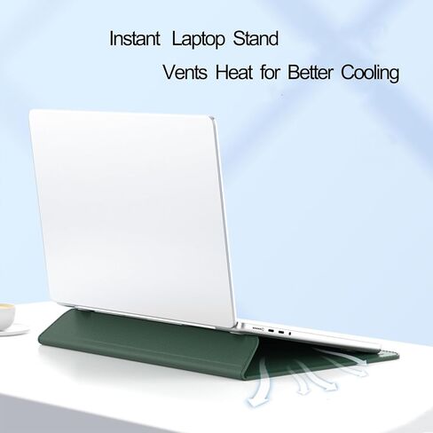 حافظة كمبيوتر محمول 13.3-14 بوصة 2 في 1 مع حامل، حافظة كمبيوتر محمول لأجهزة MacBook Air/Pro/Dell/HP/Lenovo/Asus Notebook، شاشة محمولة، حقيبة كمبيوتر نحيفة خفيفة الوزن للنساء والرجال (أسود، 13-14 بوصة) in Kuwait