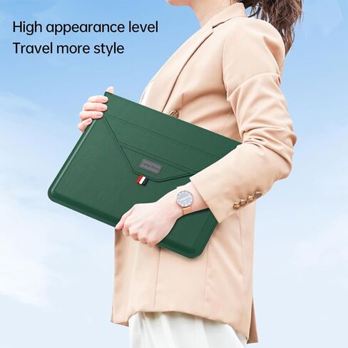 حافظة كمبيوتر محمول 13.3-14 بوصة 2 في 1 مع حامل، حافظة كمبيوتر محمول لأجهزة MacBook Air/Pro/Dell/HP/Lenovo/Asus Notebook، شاشة محمولة، حقيبة كمبيوتر نحيفة خفيفة الوزن للنساء والرجال (أسود، 13-14 بوصة) in Kuwait