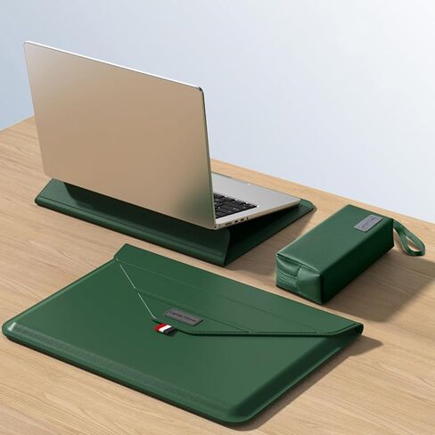 حافظة كمبيوتر محمول 13.3-14 بوصة 2 في 1 مع حامل، حافظة كمبيوتر محمول لأجهزة MacBook Air/Pro/Dell/HP/Lenovo/Asus Notebook، شاشة محمولة، حقيبة كمبيوتر نحيفة خفيفة الوزن للنساء والرجال (أسود، 13-14 بوصة) in Kuwait