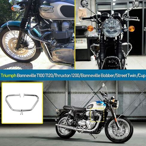 حانات تحطم من أجل Triumph Bonneville Bobber Bonneville T100 T120 Street Twin Cup Thruxton 1200 R Motorcycle Steel Highway Engine Guard Frame Frame Frame Frame 2016 2018 2018 2019 2020 2021 (Black) in Saudi Arabia