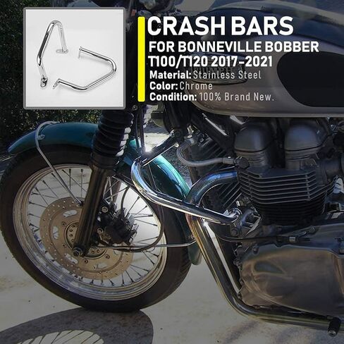 حانات تحطم من أجل Triumph Bonneville Bobber Bonneville T100 T120 Street Twin Cup Thruxton 1200 R Motorcycle Steel Highway Engine Guard Frame Frame Frame Frame 2016 2018 2018 2019 2020 2021 (Black) in Saudi Arabia