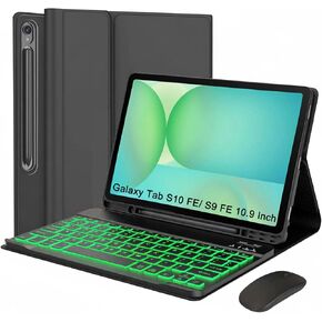 حافظة لوحة مفاتيح لجهاز Samsung Galaxy Tab S10 Lite/S10 FE 2025 10.9 /S9 FE 10.9 بوصة/Galaxy Tab S9 11 بوصة 2023، لوحة مفاتيح بلوتوث بإضاءة خلفية قابلة للفصل بـ 7 ألوان، غطاء فوليو نحيف مع حامل قلم (أخضر) in Kuwait