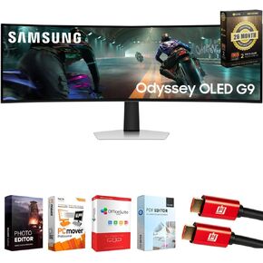 مجموعة شاشة الألعاب Samsung Odyssey G9 Dual QD-OLED G91SD المنحنية فائقة العرض مقاس 49 بوصة مع مجموعة Tech Smart USA Elite Suite 18، وكابل 2X 4K HDMI وحزمة حماية Deco Gear CPS لمدة 26 شهرًا (BEACH-CPS-26M1500) in Kuwait