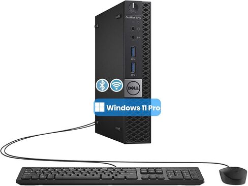 أجهزة الكمبيوتر المكتبية الصغيرة Dell OptiPlex 3040 Micro PC، Intel Core 6th Gen 3.2 جيجا هرتز، 8 جيجا بايت رام، 256 جيجا بايت SSD، واي فاي، بلوتوث، لوحة مفاتيح وماوس، Windows 11 Pro (متجدد) in Kuwait