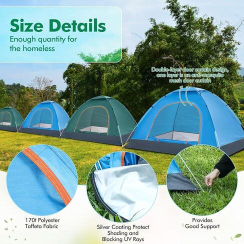 Woanger 10 Pack Bulk 2 Person Camping Tents for Homeless Lightweight Outdoor Tent with Rain Fly and Carrying Bag Waterproof Windproof Setup Pop Up for Homeless Camping Backpacking in Saudi Arabia