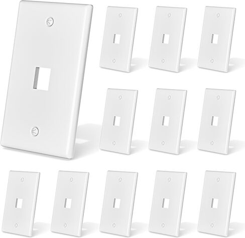 لوحة حائط إيثرنت كيستون بمنفذ واحد، لوحة حائط RJ45، غطاء منفذ جدار إيثرنت واحد لمقبس RJ45 كيستون وإدراج وحدات باللون الأبيض، 12 قطعة in Kuwait