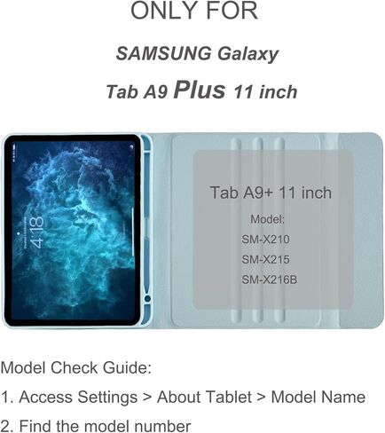 حافظة لهاتف Samsung Galaxy Tab A9 Plus مع لوحة مفاتيح وماوس، وغطاء فوليو للوحة المفاتيح ذات 7 ألوان متغيرة مع حامل قلم S Teclado لهاتف A9+ 5G 11 بوصة 2023 (أزرق سماوي) in Saudi Arabia