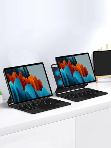 حافظة لوحة المفاتيح السحرية لجهاز سامسونج جالاكسي تاب S11 الترا 14.6 بوصة SM-X930/X936B حافظة لوحة المفاتيح اللاسلكية الإنجليزية مع لوحة التتبع العائمة الكابولي لوحة التتبع متعددة اللمس (أسود) (لوحة اللمس الخلفية) in Kuwait