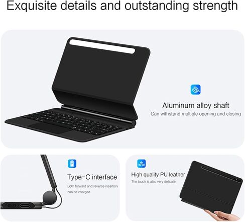 حافظة لوحة المفاتيح السحرية لجهاز سامسونج جالاكسي تاب S11 الترا 14.6 بوصة SM-X930/X936B حافظة لوحة المفاتيح اللاسلكية الإنجليزية مع لوحة التتبع العائمة الكابولي لوحة التتبع متعددة اللمس (أسود) (لوحة اللمس الخلفية) in Kuwait