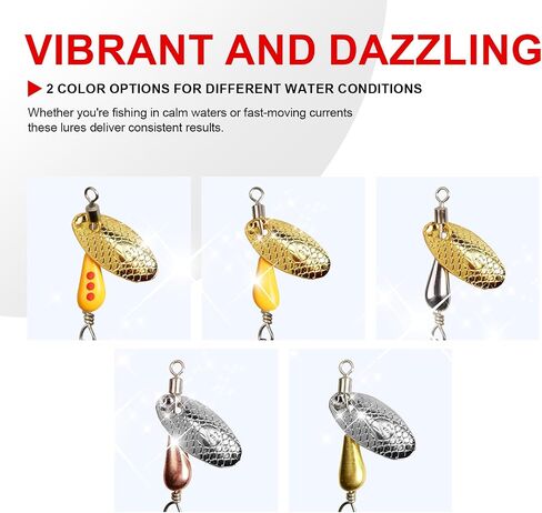 Trout Spinners with Single Fly Hook, 5-Pack Ultra Light Fishing Lures for Trout Bass Crappie, Brass Spinner Baits for Panfish in Lake and River in Saudi Arabia