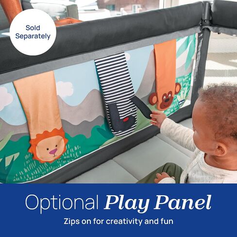 Chicco Instant Setup Play Yard, Portable Crib with Removable Bassinet | Dash style, Charcoal/Grey, one-hand setup, breathable mesh, baby playpen and pack and play, GREENGUARD Gold in Kuwait