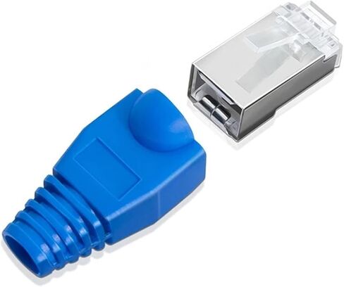 RJ45 CAT6 CAT5e Shielded Straight Connector Gold Plated Modular Ethernet Plug with Strain Relief(10pcs) in Kuwait