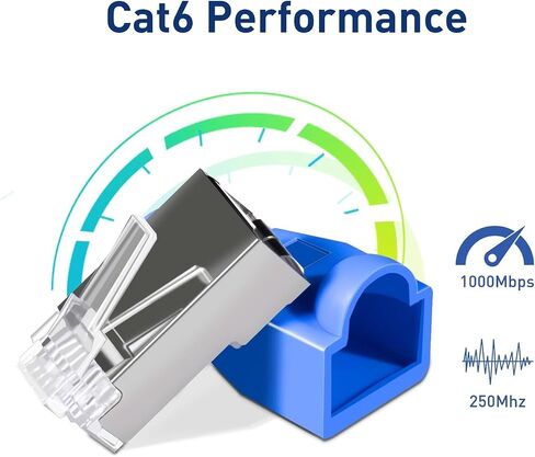 RJ45 CAT6 CAT5e Shielded Straight Connector Gold Plated Modular Ethernet Plug with Strain Relief(10pcs) in Kuwait