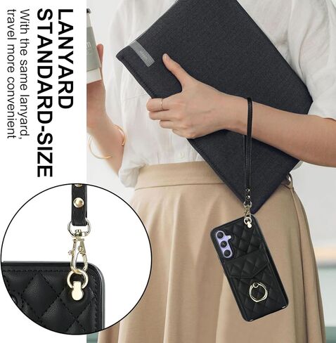 Phone Case for Samsung Galaxy S25 Plus S25+ 5G Wallet Cover with Tempered Glass Screen Protector Wrist Strap Ring RFID Blocking Card Holder Cell S25Plus 25S + S 25 25+ SM-S936U Women Girls Dark Purple in Kuwait