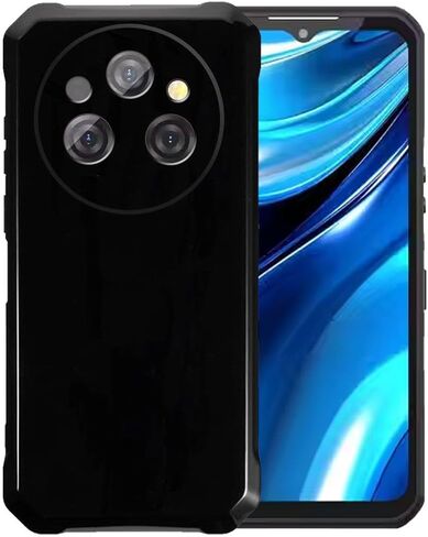 Case for Oukitel WP39 Pro + Glass Screen Protector Tempered Film - Transparent Silicone Soft Flexible Bumper Shockproof TPU Protective Cover Shell (Black) in Saudi Arabia