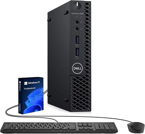 كمبيوتر مكتبي صغير Dell OptiPlex 3060، Intel Core i7-8700، ذاكرة وصول عشوائي 16 جيجابايت، 256 جيجابايت SSD، واي فاي، بلوتوث، لوحة مفاتيح وماوس، Windows 11 Pro (متجدد) in Saudi Arabia