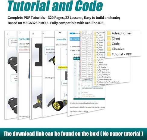 مجموعة السيارة الذكية Adeept Mecanum Wheel (متوافقة مع Arduino IDE)، تتبع الخطوط، تتبع الضوء، تجنب العوائق، محرك مؤازر، شاشة OLED، طنين، شاشة LED نقطية in Saudi Arabia