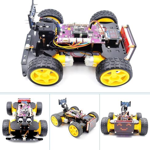 مجموعة السيارة الذكية Adeept Mecanum Wheel (متوافقة مع Arduino IDE)، تتبع الخطوط، تتبع الضوء، تجنب العوائق، محرك مؤازر، شاشة OLED، طنين، شاشة LED نقطية in Saudi Arabia