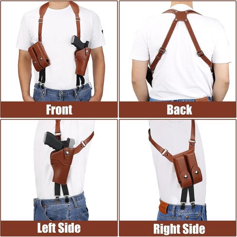 Shoulder Holster for Concealed Carry,Yigerlee Adjustable Vertical Gun Holster with Double Magazine Pouch,Made from Soft Microfiber Leather, Fits 1911, Glock 17/19, Beretta 92FS and More Pistol in Saudi Arabia