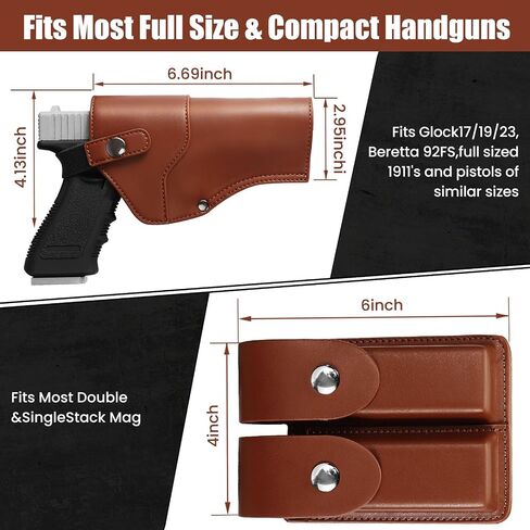 Shoulder Holster for Concealed Carry,Yigerlee Adjustable Vertical Gun Holster with Double Magazine Pouch,Made from Soft Microfiber Leather, Fits 1911, Glock 17/19, Beretta 92FS and More Pistol in Saudi Arabia