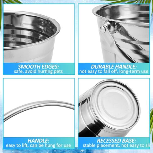 Hicarer 12 Pcs Stainless Steel Pet Bucket 1.5 Quart Heavy Duty Stainless Steel Pails Small Metal Bucket with Handles for PET Cat Puppy Food and Water Storage Milking Goats Small Animals in Saudi Arabia