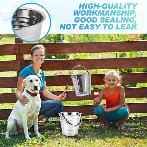 Hicarer 12 Pcs Stainless Steel Pet Bucket 1.5 Quart Heavy Duty Stainless Steel Pails Small Metal Bucket with Handles for PET Cat Puppy Food and Water Storage Milking Goats Small Animals in Saudi Arabia