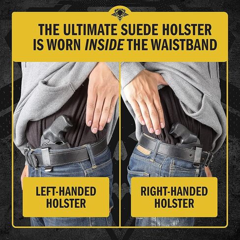 Made in USA - Suede Leather Revolver Holster - Fits .38 Special & J Frame Revolvers Including Ruger LCR, Rock Island, Rossi, S&W 442 642 Airweight, Taurus & Charter | Concealed Carry IWB Holster in Kuwait