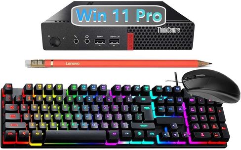كمبيوتر لينوفو ثينك سنتر M710Q ميني تايني بيزنس المكتبي، ويندوز 11 برو، كور i5-6500T، ذاكرة وصول عشوائي 16 جيجا، 256 جيجا اس اس دي، لوحة مفاتيح، ماوس، منفذ عرض، واي فاي (متجدد) in Kuwait
