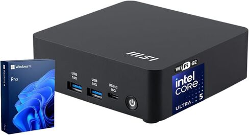 msi Cubi NUC AI Business Mini Desktop, Intel 16-Core Ultra 7 155H, 32GB DDR5, 1TB SSD, Support 4-Display & 4K, 2 x Thunderbolt 4, 2 x HDMI, Dual 2.5G LAN, Wi-Fi 6E, Windows 11 Pro, Black in Kuwait