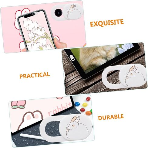 3Pcs Cartoon Sleepy Bunny Cover Slide Privacy Protection for Tablets and Phones Ultra-Thin Webcam Cute Design for Boys and Girls in Saudi Arabia