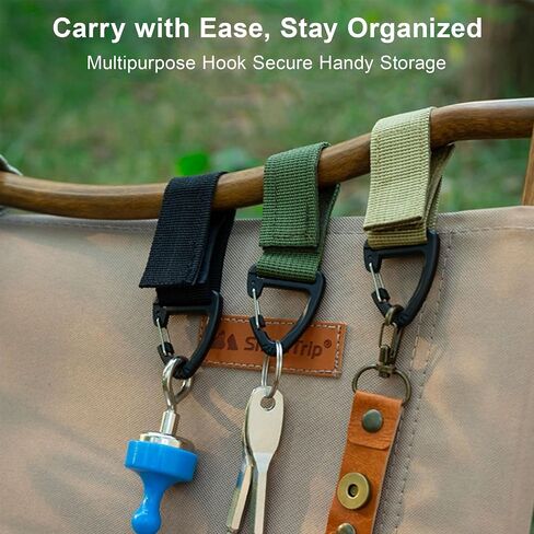 Tactical Key Ring Chain, D-Ring Snap Clip Carabiner, Multifunction Keychain Webbing Belt Holder 4PCS, Gear Hook for Hiking Camping Outdoor Sports Backpack Accessories Black in Saudi Arabia