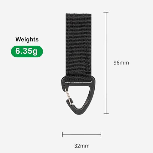 Tactical Key Ring Chain, D-Ring Snap Clip Carabiner, Multifunction Keychain Webbing Belt Holder 4PCS, Gear Hook for Hiking Camping Outdoor Sports Backpack Accessories Black in Saudi Arabia