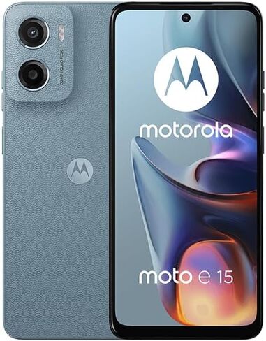 Motorola Moto E15 XT2523-8 Dual-SIM 64GB + 2GB RAM (GSM Only | No CDMA) Factory Unlocked (for Tmobile, Mint, Metro, Tello, Ultra) 4G/LTE Smartphone - (Blue) in Saudi Arabia