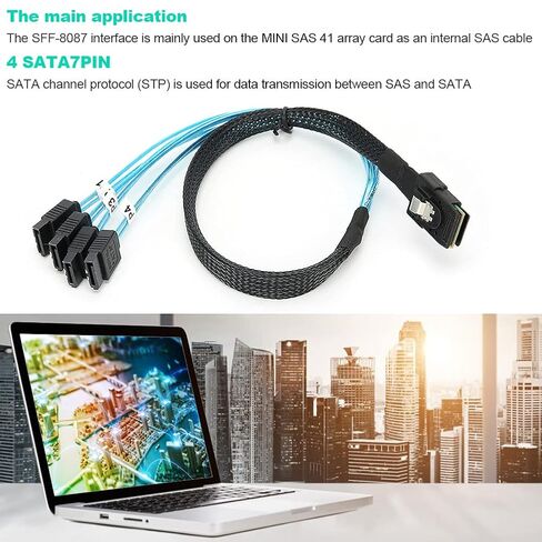 محول SAS إلى Sata، كابل SAS داخلي صغير G0101 36p Sff‑8087 إلى 4sata Server Data Line ملحقات الكمبيوتر (1 متر/3.3 قدم) in Kuwait
