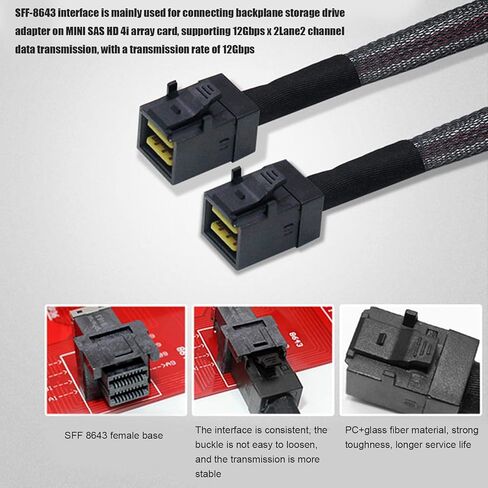 Mini SAS Server Array Card Connection Cable Sff8654 to Sff8643 Server Cable 12gbps Data Transmission Backplane Storage Drive Adapter for Enclosure Storage Array in Saudi Arabia