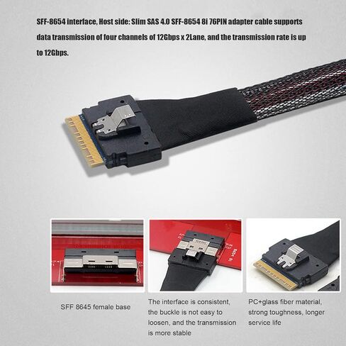 Mini SAS Server Array Card Connection Cable Sff8654 to Sff8643 Server Cable 12gbps Data Transmission Backplane Storage Drive Adapter for Enclosure Storage Array in Saudi Arabia