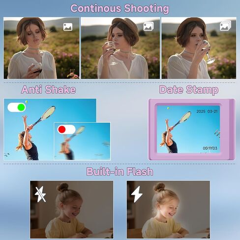 Digital Camera, 56MP 2.7K Dual-Screen Selfie Camera with 16X Zoom, 20 Filters & Anti-Shake, Portable Point and Shoot Digital Cameras with 32GB Card, Compact Travel Cameras for Beginners Teens Kids in Saudi Arabia
