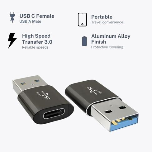محول USB إلى USB C [3 حزم] - محول USB 3.0 إلى USB C OTG، متوافق مع أجهزة MacBook وiPhone وiPad وGalaxy وPixel والمزيد - نقل بيانات عالي السرعة، ألومنيوم متين، التوصيل والتشغيل in Kuwait