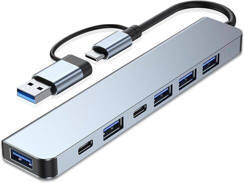 Upgrade USB C/USB Hub, Aluminum 7 in 1 USB C & USB Hub with USB 3.0, USB 2.0 Ports for PC/Laptops/MacBook Pro/Air/iMac/iPad and More Devices in Saudi Arabia