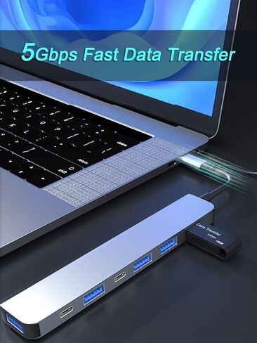 Upgrade USB C/USB Hub, Aluminum 7 in 1 USB C & USB Hub with USB 3.0, USB 2.0 Ports for PC/Laptops/MacBook Pro/Air/iMac/iPad and More Devices in Saudi Arabia