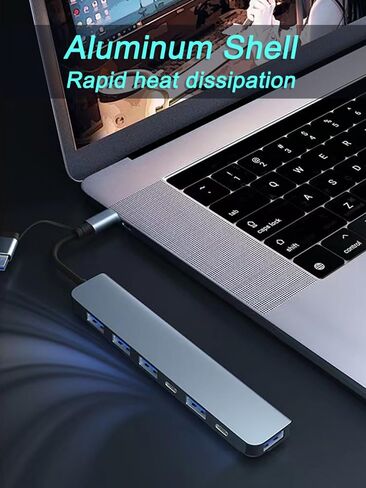 Upgrade USB C/USB Hub, Aluminum 7 in 1 USB C & USB Hub with USB 3.0, USB 2.0 Ports for PC/Laptops/MacBook Pro/Air/iMac/iPad and More Devices in Saudi Arabia
