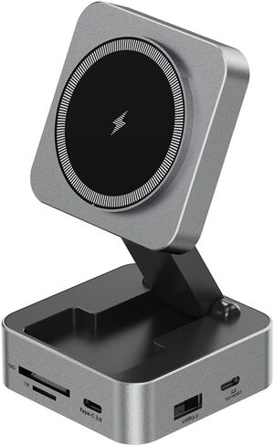 10-in-1 Portable USB-C Hub with Wireless Charger, 4K HDMI, Made with Aluminum Alloy Casing for Durability, Compatible with Mac, Windows, Compact and Lightweight USB C Docking Station for Travel in Saudi Arabia